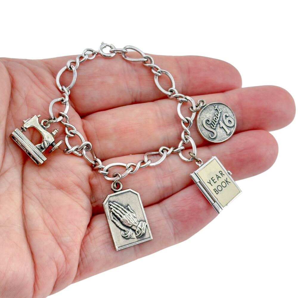 Vintage Danecraft Sterling Silver 925 Charm Bracelet 7 inch